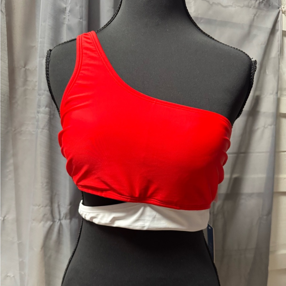 Cupshe Red Asymmetrical Swim Top